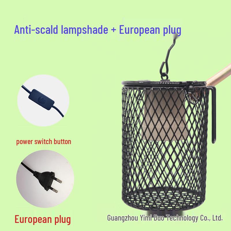 Parrot & Turtle Ceramic Heater Lamp with Insulated Box and Anti-Scald Lampshade for Warming Birds and Sugar Gliders
