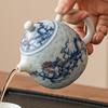 Metal Inlay Blue and White Dragon Teapot Single Ceramic Porcelain Chinese Kungfu Dragon Making Pot for Pu'er Tea