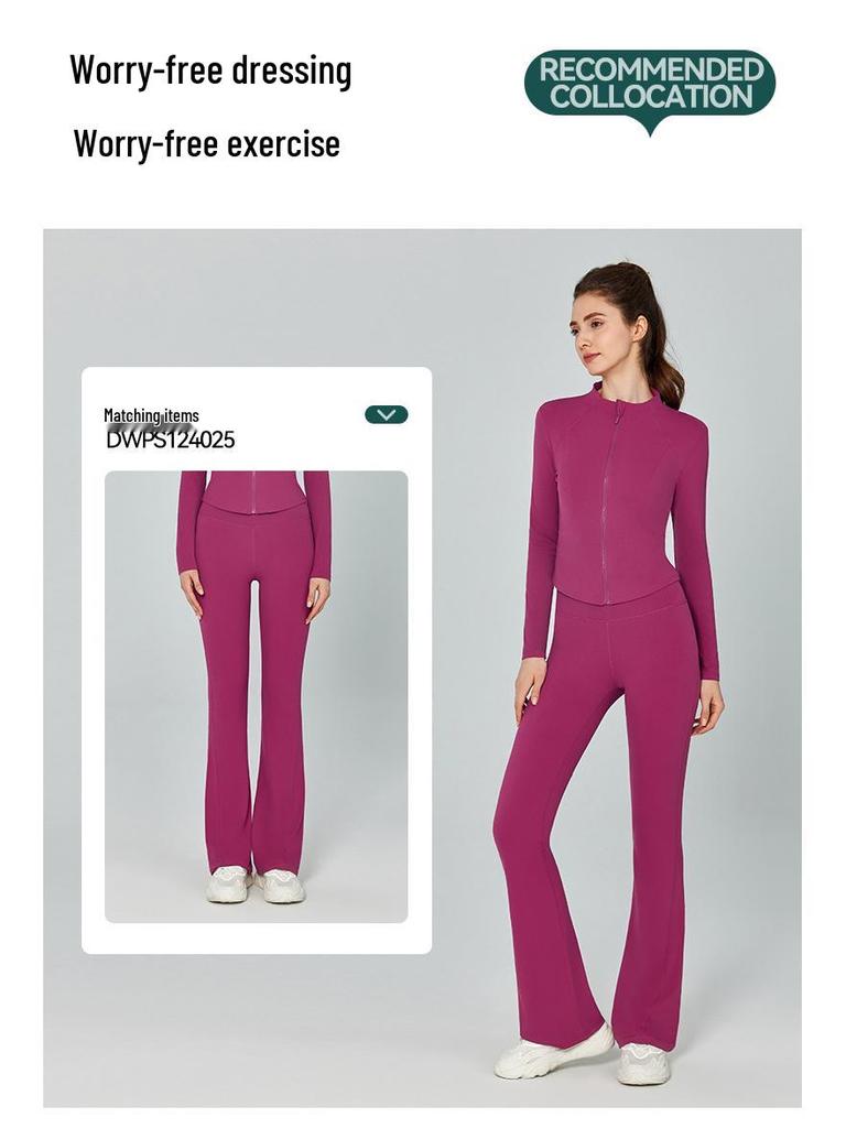 European & American Slim Fit Yoga Wear: Women's Long-Sleeve Zipper Cardigan for Autumn & Winter Running and Fitness.