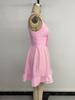 2026 Summer Pink Plaid Skirt with Lace Tie-up Sleeveless Dress