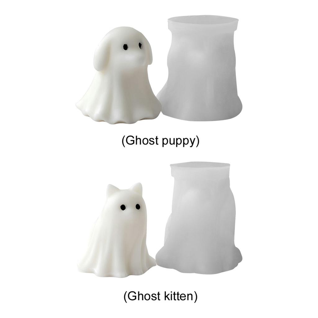 Cat Dog Ghost Silicone Mould Handmade Figurine Silicone Mold Spooky Candle Mold for Baking Candle Crafting