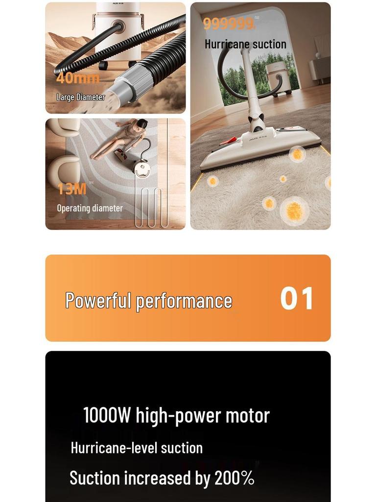 AUX High-Power Silent Vacuum Cleaner and Mop for Household and Post-Construction Cleaning