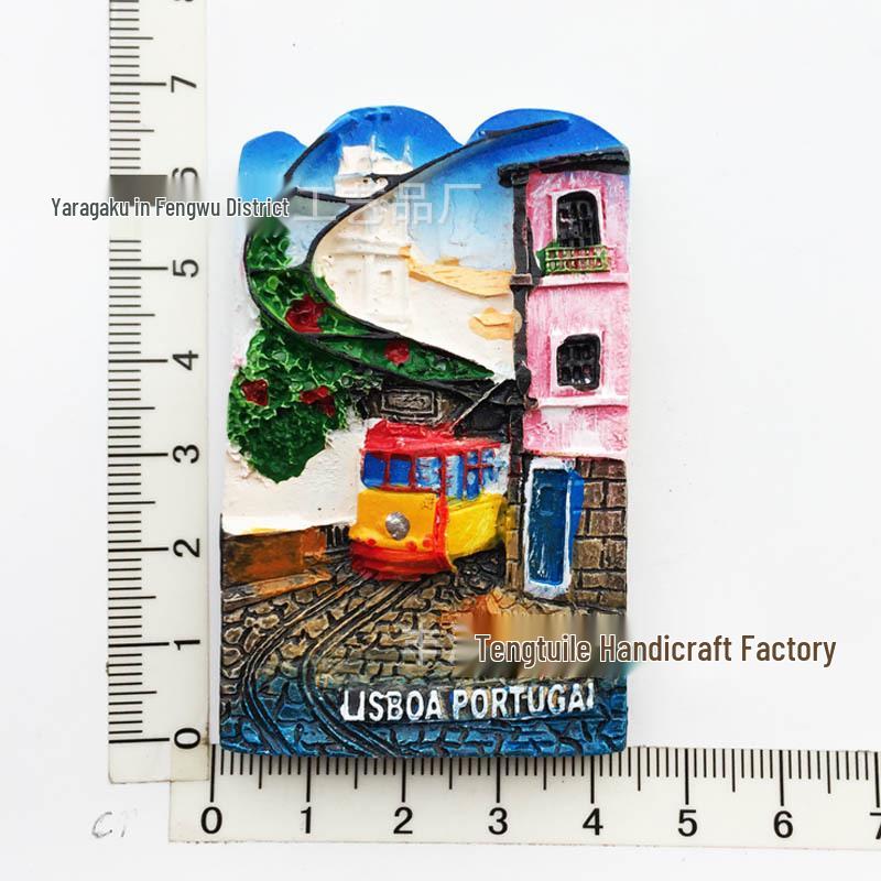 Hand-Painted Resin Magnetic Souvenir Stickers from Portugal