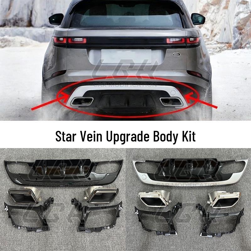 Rear Bumper and Front Face Kit with Square Exhaust Tailpipe for Land Rover Range Rover Velar