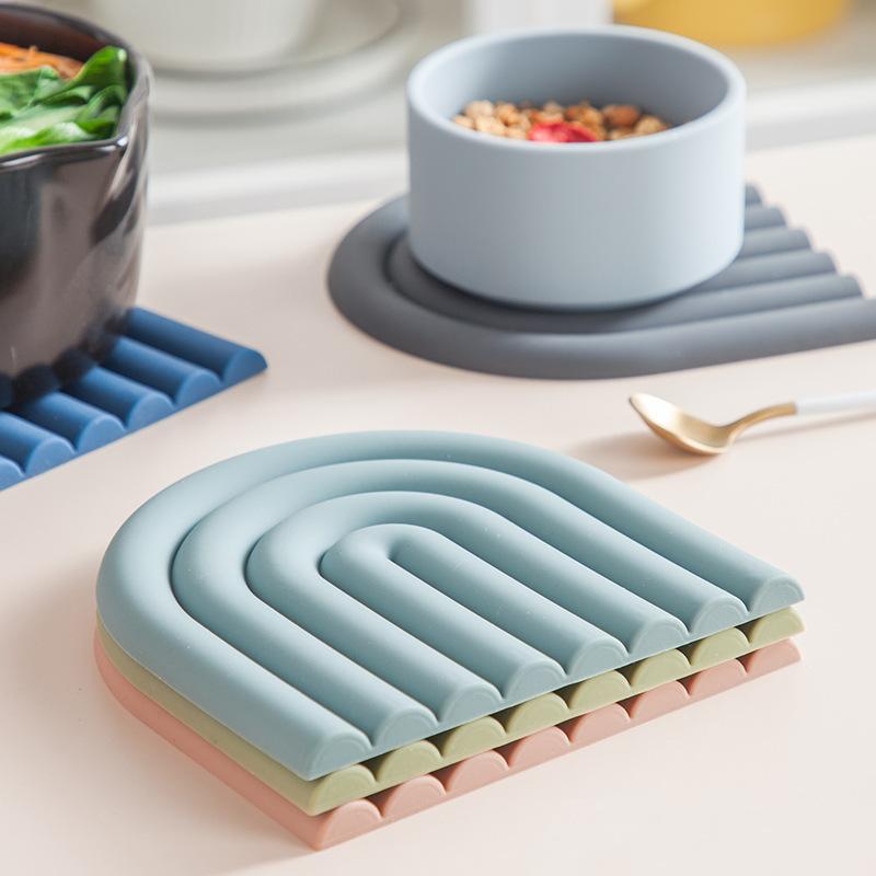 Silicone Pot Mat Insulation Pad Bowl Mat Placemat Plate Mat Silicone Mat Dining Table Home Rainbow Non-slip Mat