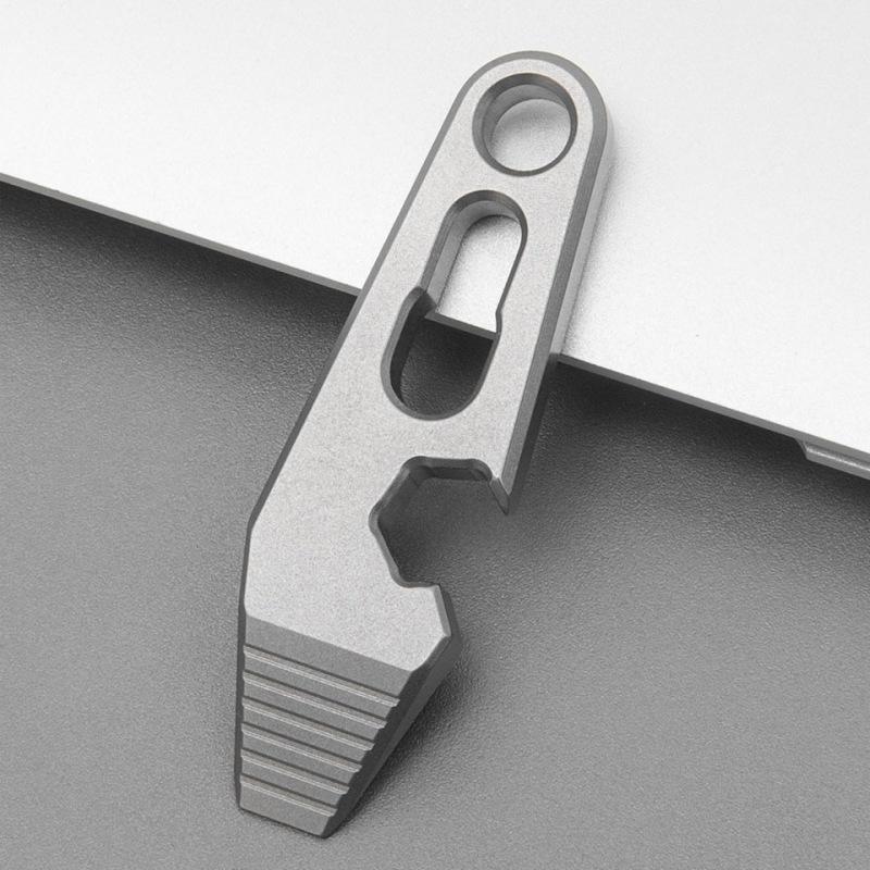 Titanium Alloy Crowbar Multifunction Hexagon Wrench Bottle Opener Portable Keychain EDC Outdoor Survival Tools with Necklace