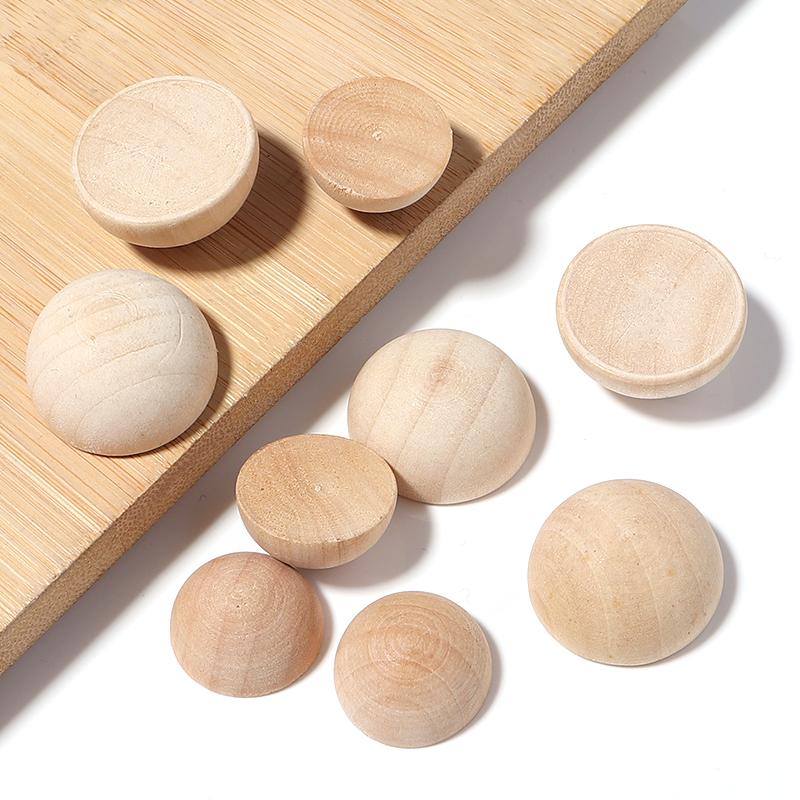 10-50pcs/lot Natural Color Half Round Wooden Beads Flatback Cabochon Split Wooden Balls For DIY Necklace Bracelet Jewelry