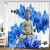 Bathroom Shower Curtains Buddha Statue Bamboo Bath Screens Home Decor Waterproof Polyester Fabric With Hooks 240X180Xm