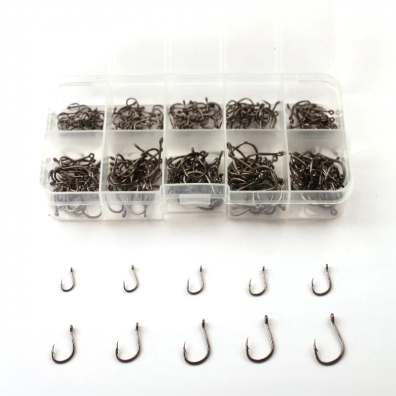 300PCS Barbed Fishing Hooks Carbon Steel Super Sharp Silver Size 3 to 12 for Saltwater Offshore Fishing