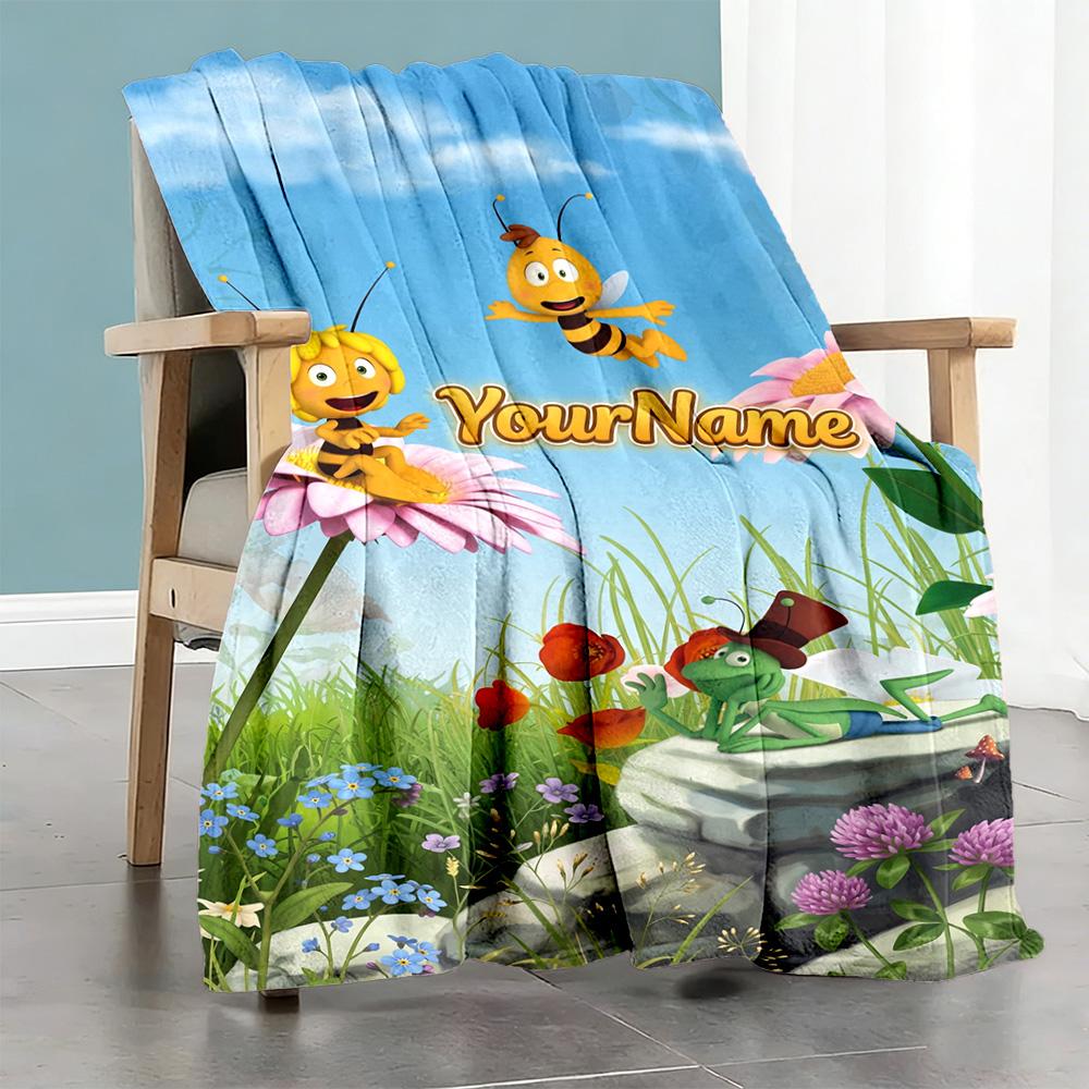 Biene Maja Customize Your Name Blanket Lightweight Personalized Blanket Comfortable Throw For Bed Nap Living Room Couch for All Occasions