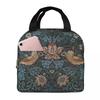 William Morris Originele Vintage Poster - Strawberry Thief 1883 Geïsoleerde Lunchtas voor Vrouwen Kinderen Voedseldozen Thermische Lunchbox