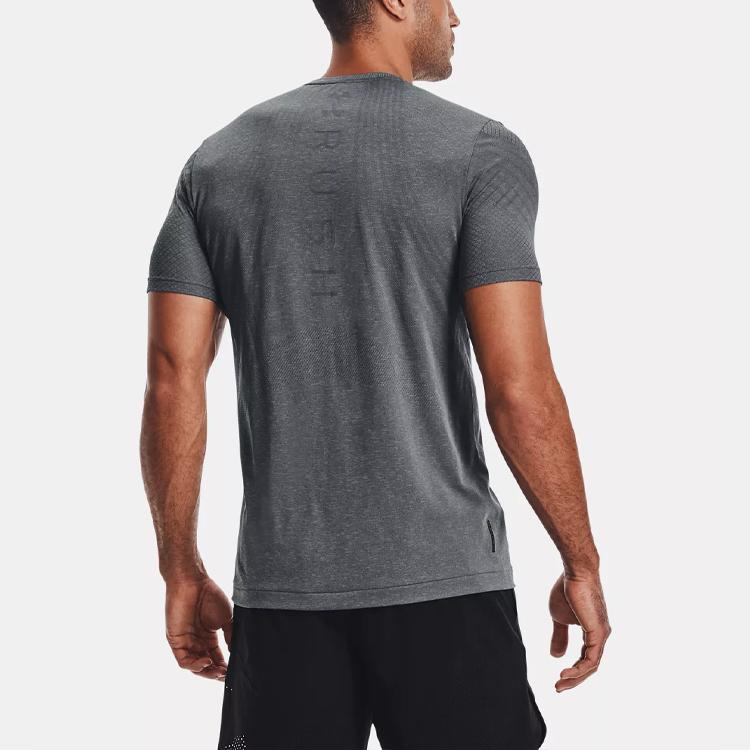 Under Armour Rush Series Breathable Slim Fit Training T-Shirt Men Tops Gray 1361132-012