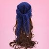 Pearl Tassel Rhinestone Square Scarf Hair Wrap Solid Color Full Sky Star Headwrap Lace Trim Breathable Fabric