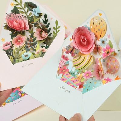 Carte de vœux 3D Fly-Out, plusieurs décorations florales colorées, carte de vœux avec enveloppe, peinture à l'aquarelle, cadeau de Noël et du Nouvel An