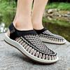 Men Outdoor Hiking Sandals Handmade Summer Black Roman Sandals Wide Beach Water Shoes Plus Size