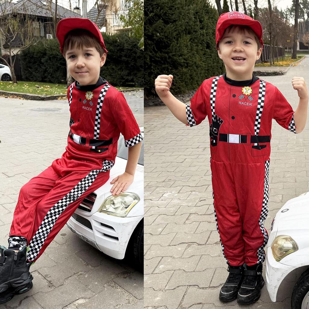 Jeowoqao Dress up Clothes for Little Boys Girls, Kids Dress Up Pretend Play Costumes,Police, Firefighters,Racers,Astronauts Costume for Toddler Age 3