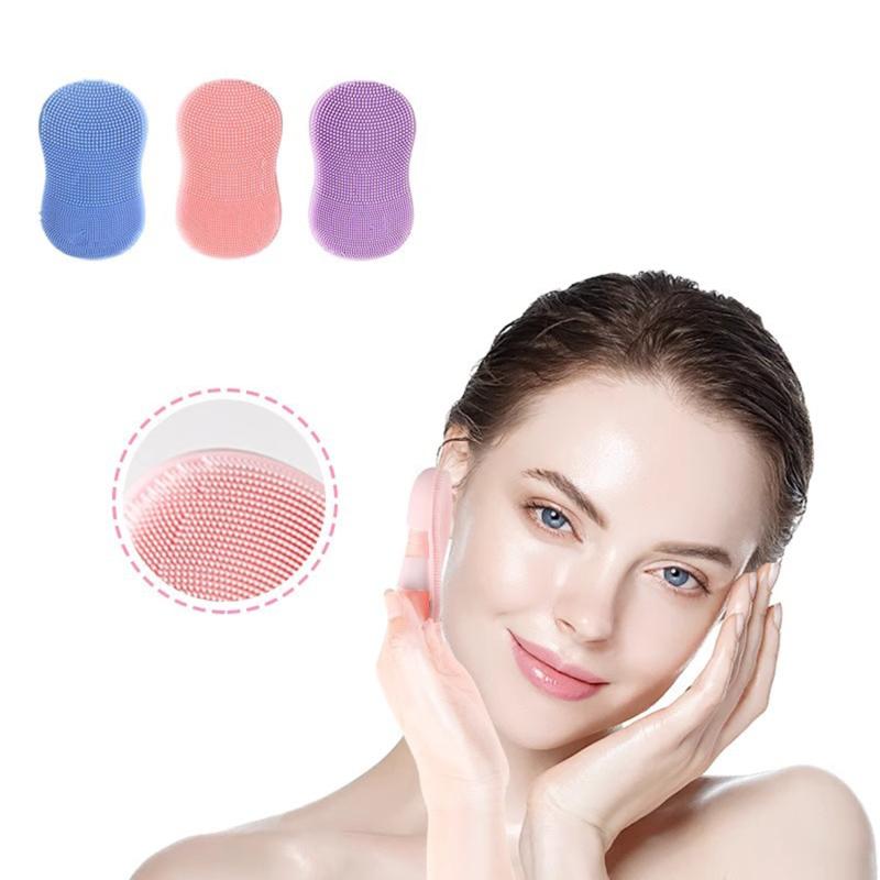 3PCS Soft Handheld Silicone Facial Cleansing Brush Anti-Slip Face Exfoliating Scrubber Brush