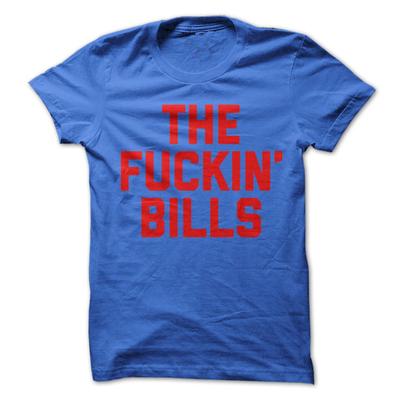 The Fuckin' Bills T-Shirt Design - Royal Blue Shirt with Red Print