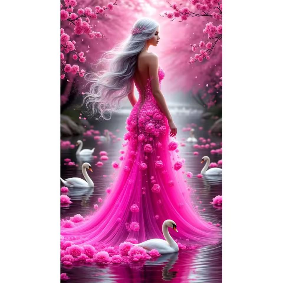 5D Diy Diamond Painting Long Dress Women Diamond Mosaic Flower Butterfly Rhinestone Art Cross Embroidery Large Home Decoration