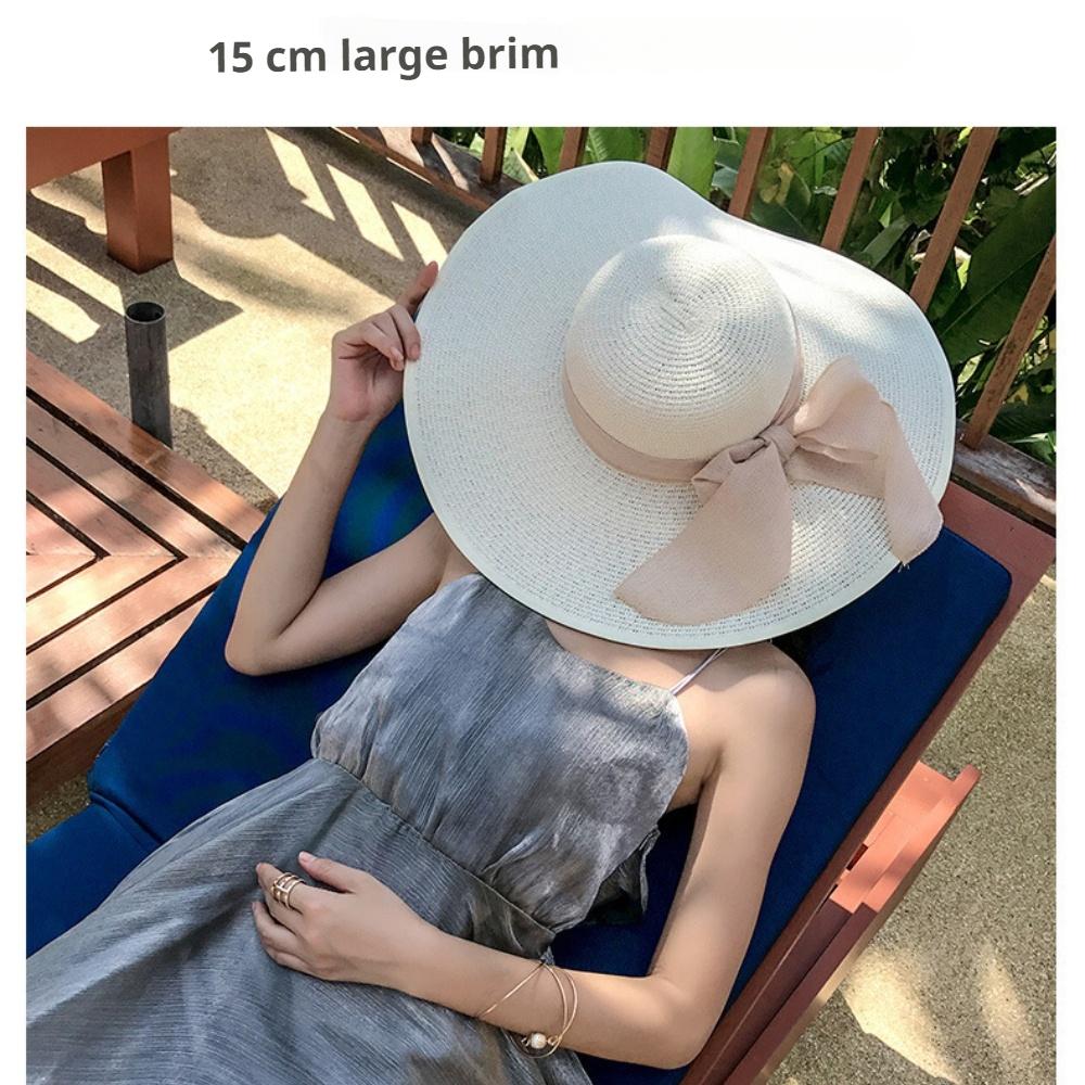 Wide Brim Straw Hat for Women - Summer Beach Sun Hat, UPF Sun Protection, Fashionable & Packable