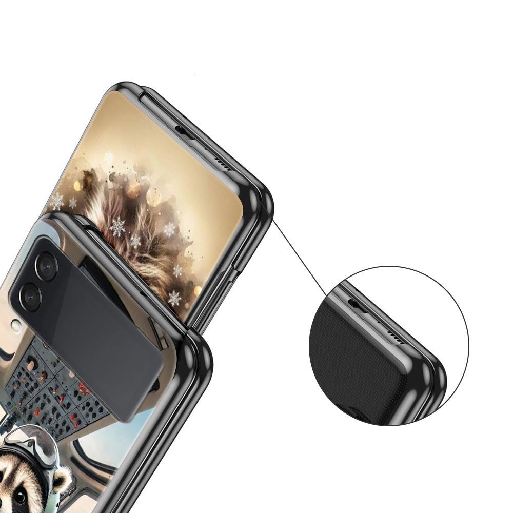 Mapache Hard PC Phone Case For Samsung Galaxy Z Flip 7 6 5 4 Black Cover For Galaxy Z Flip 3 Foldable Shell Fundas Capas Coque