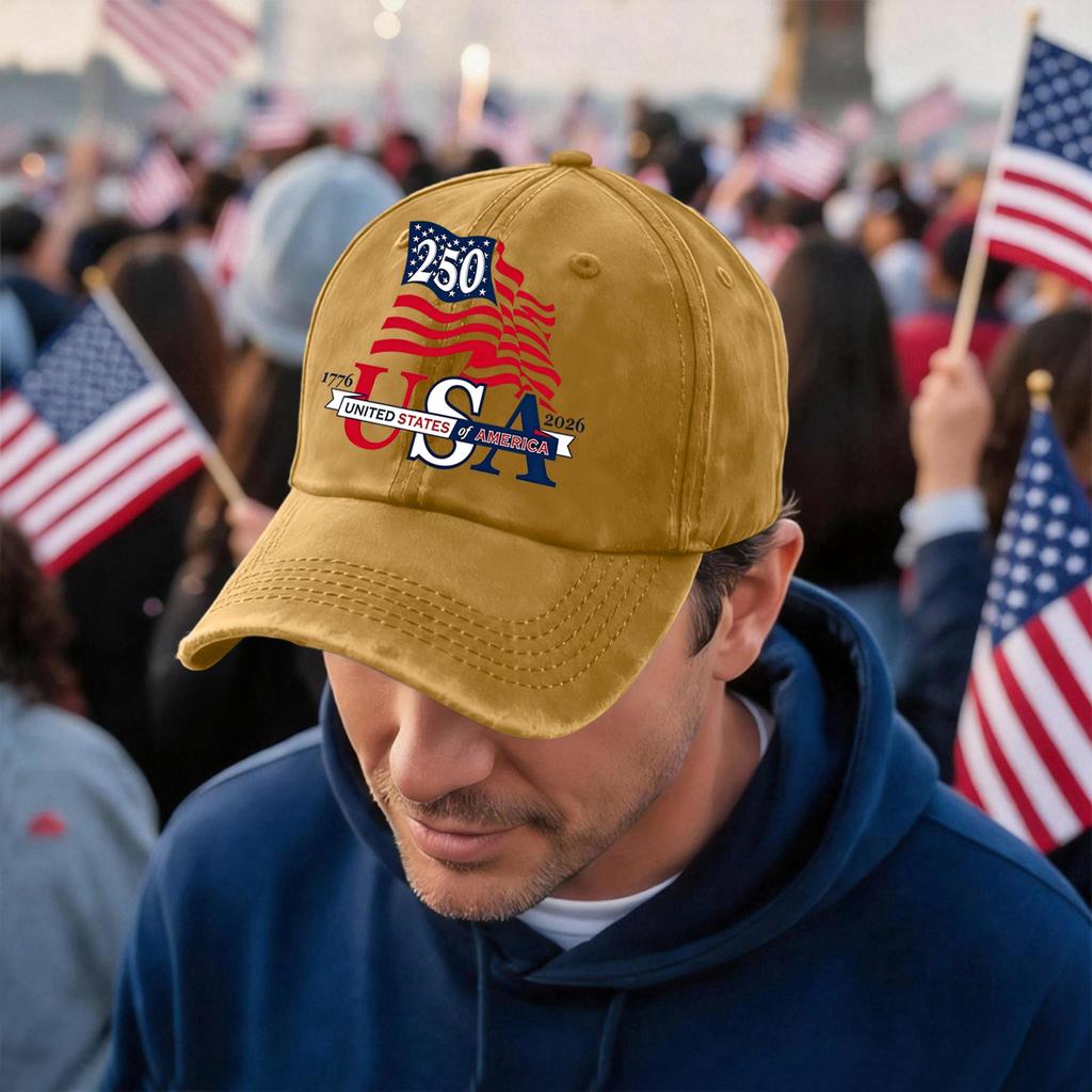 Men's and Women's Matching American 250th Anniversary Anniversary Embroidered Vintage Washed Baseball Cap