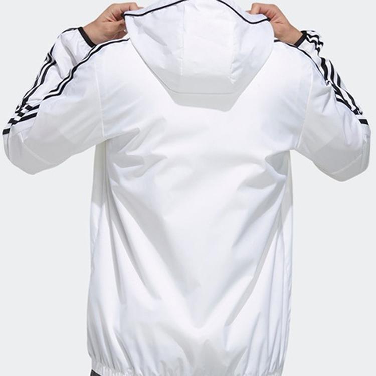 Adidas Classic Stripe Hooded Sports Jacket Men Outerwear White EH3806