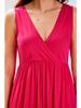 Loose Viscose Summer Maxi Dress with a Wrap Neckline, Fuchsia Pink XL