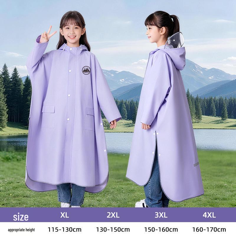 Children's Plus Size Thick Rain Poncho - Durable, Full-Length, Cape-Style for Primary & Secondary School Students