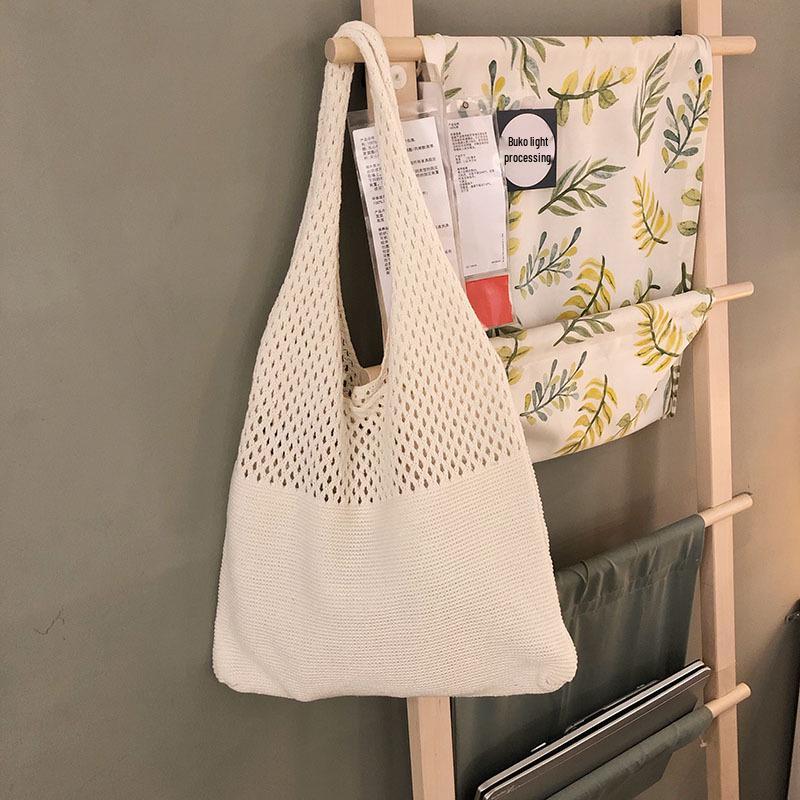 Handmade Knitted Cross-Stitch Tote: Versatile Women's Cross-Body and Shoulder Bag