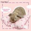  Reversible Small Pet Bed - Plush Top & Cooling Bottom for Rabbits, Guinea Pigs and Chinchillas Pink Square Mat