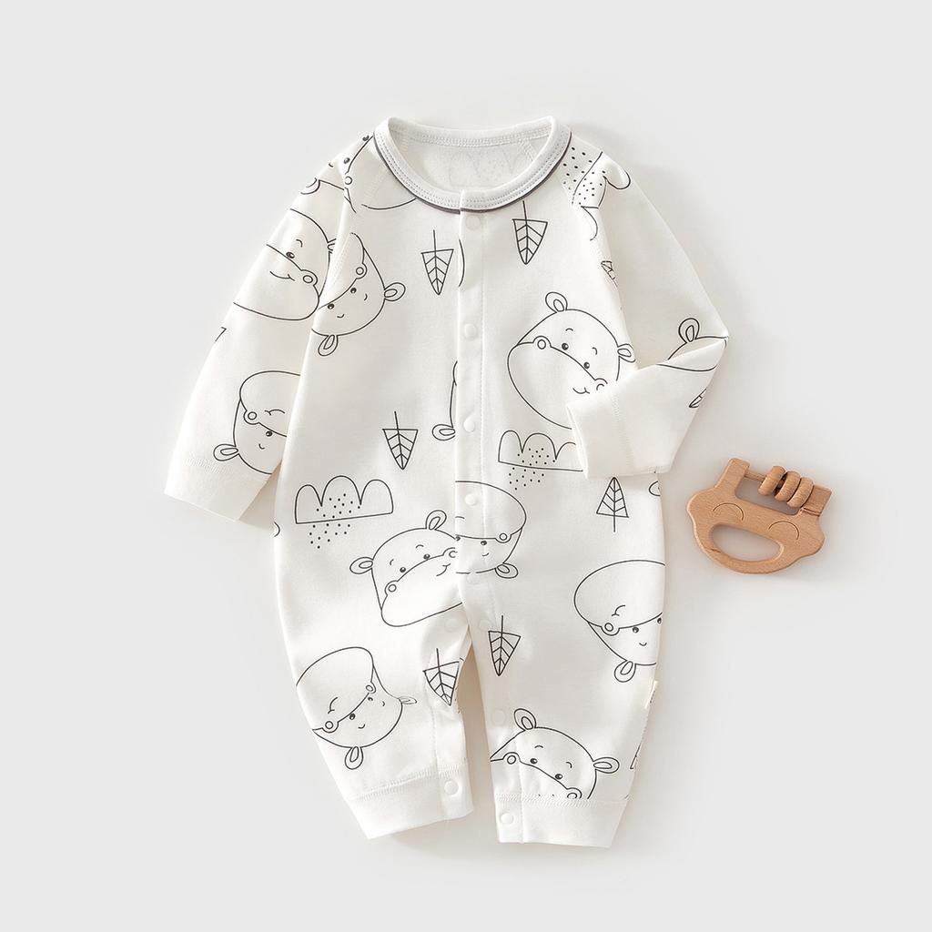 Newborn Baby Cotton Romper, Long Sleeve Infant One Piece Pajamas, Soft Spring Autumn Jumpsuit Crawling Suit