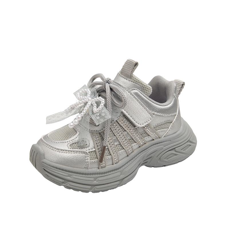 

2025 Spring/Autumn Girls Sneakers - Soft Sole, Casual Dad Shoes for Girls Aged 6-12 Size 26, Inner Length 15.8CM сірий колір