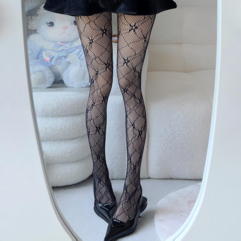 New Dark Soft Sister Lace Bow Flower Flower Vine Flower Base Net Socks Pantyhose