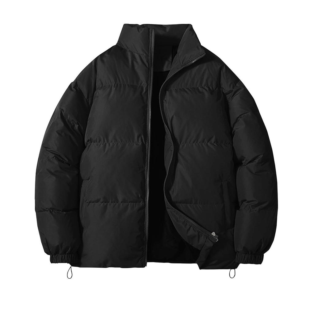 Mens Thickened Warm Stand Collar Coat Mens Fashion Solid Color Coat