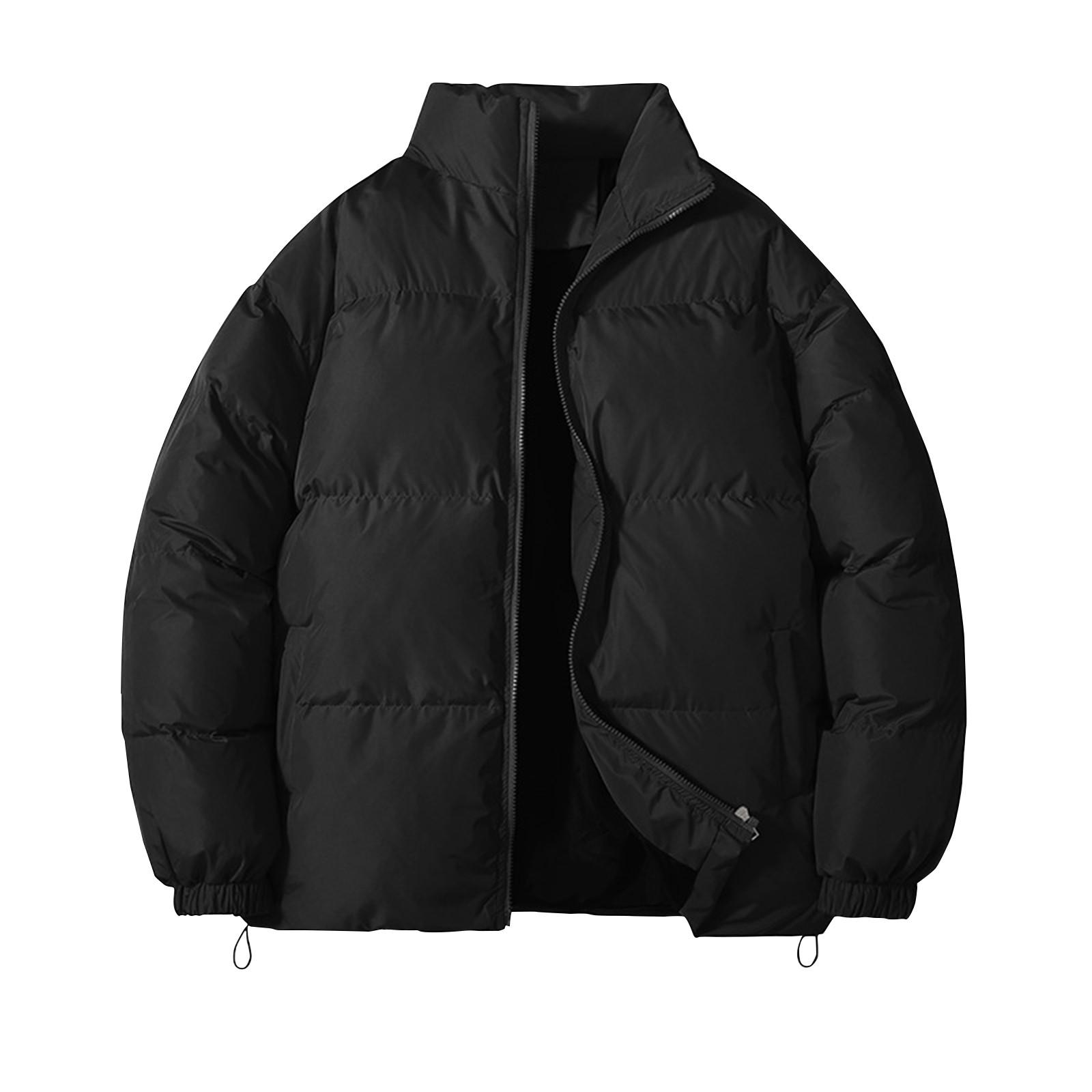 

Mens Thickened Warm Stand Collar Coat Mens Fashion Solid Color Coat XXXXL чорний
