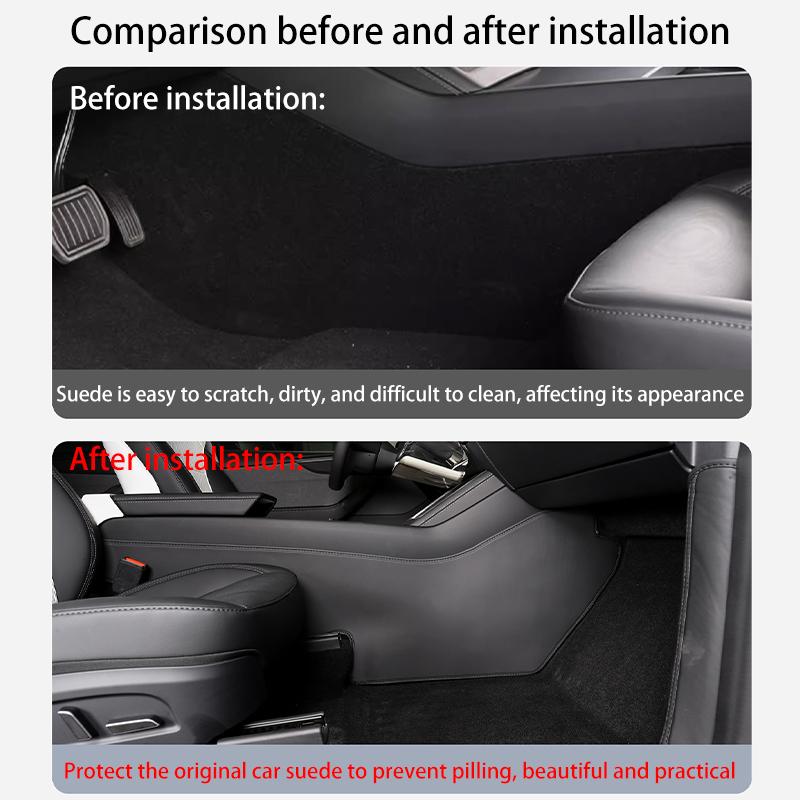 For Tesla Model Y Juniper 2025+ Center Console Two Side Panel Anti Kick Pad Protector Leather Sticker Foot Cover Car Accessories