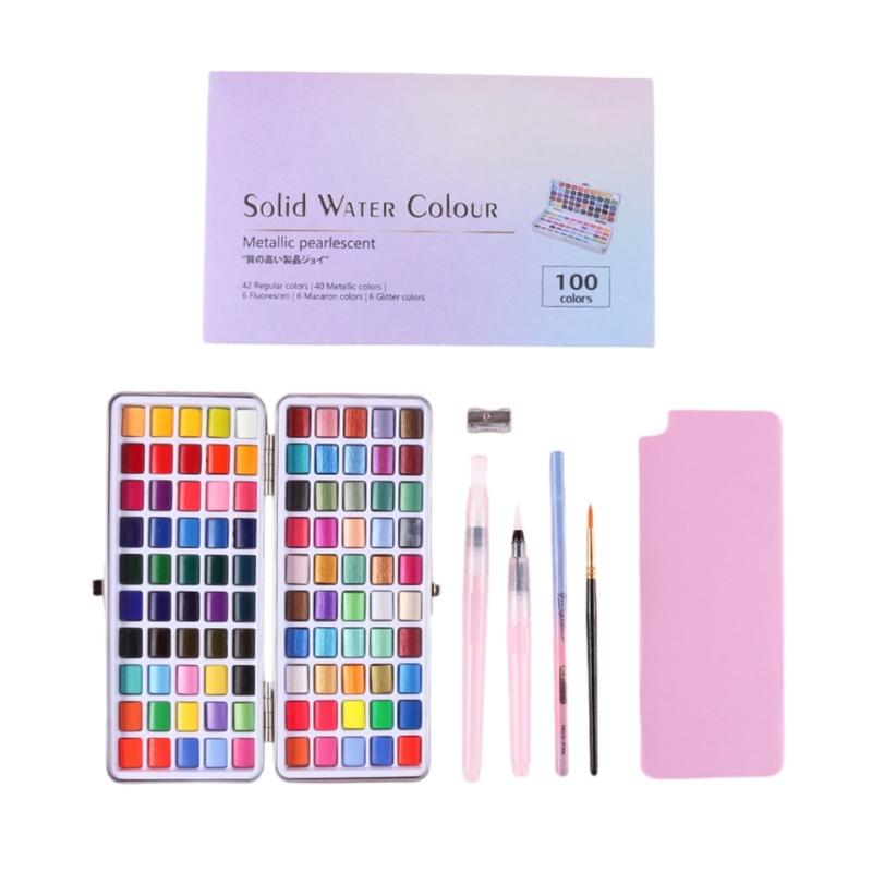 50/72/90/100 Colors Solid Watercolor Paint Set Pearlescent Watercolor Paint Art Painting Supplies for Hobbies Painter