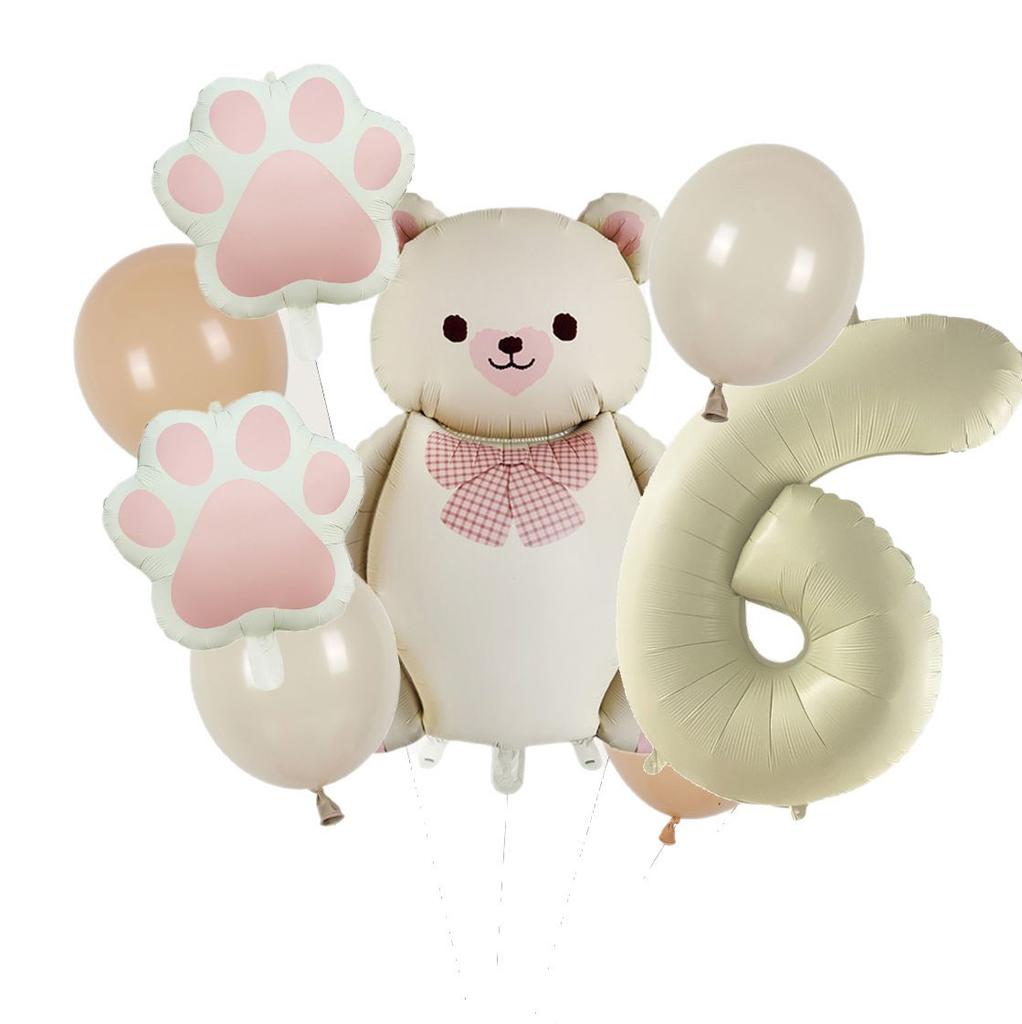 Matt Pandaavtryck Aluminiumfolieballong Första Födelsedagen Baby Födelsedagsplats Dekoration Set Tecknad Fest