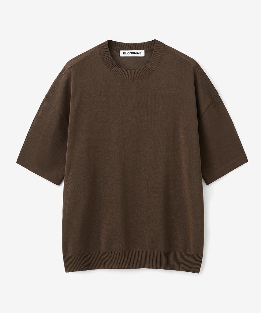 BLOND9 Cool Essential Round Neck Short Sleeve Knit_Brown