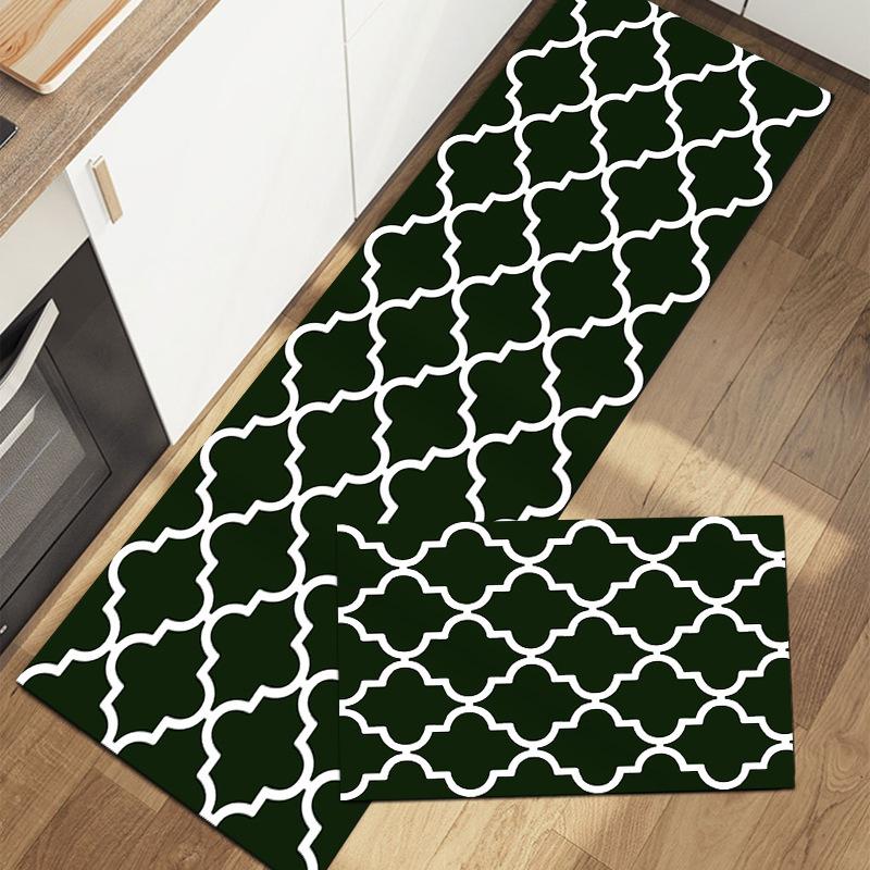 Kitchen Floor Mat Simple Modern Black and White Grid Absorbent Oil Absorption Household Wear-resistant Anti-slip Mat Diatom Mud Foot Mat