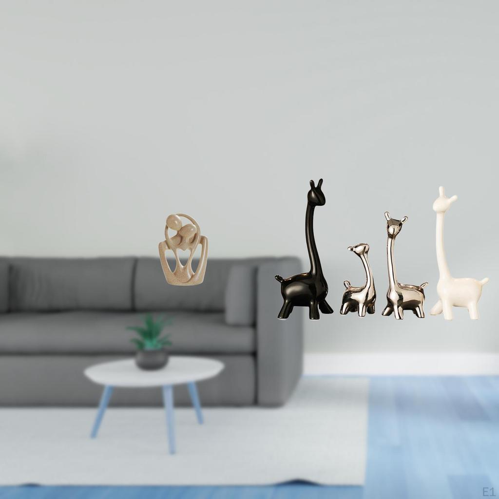 Abstract Giraffe Couple Statue Creative Resin And Ceramic Figurine Modern Sculpture for Bookcase