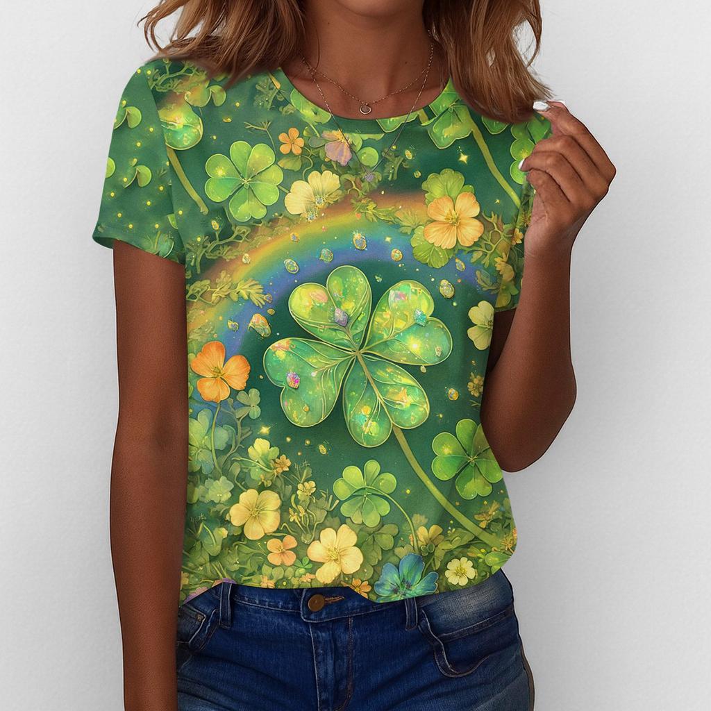 Women's T Shirt Tee Print Short Sleeve Daily Weekend Fashion Basic Regular Top  St. Patrick's Day