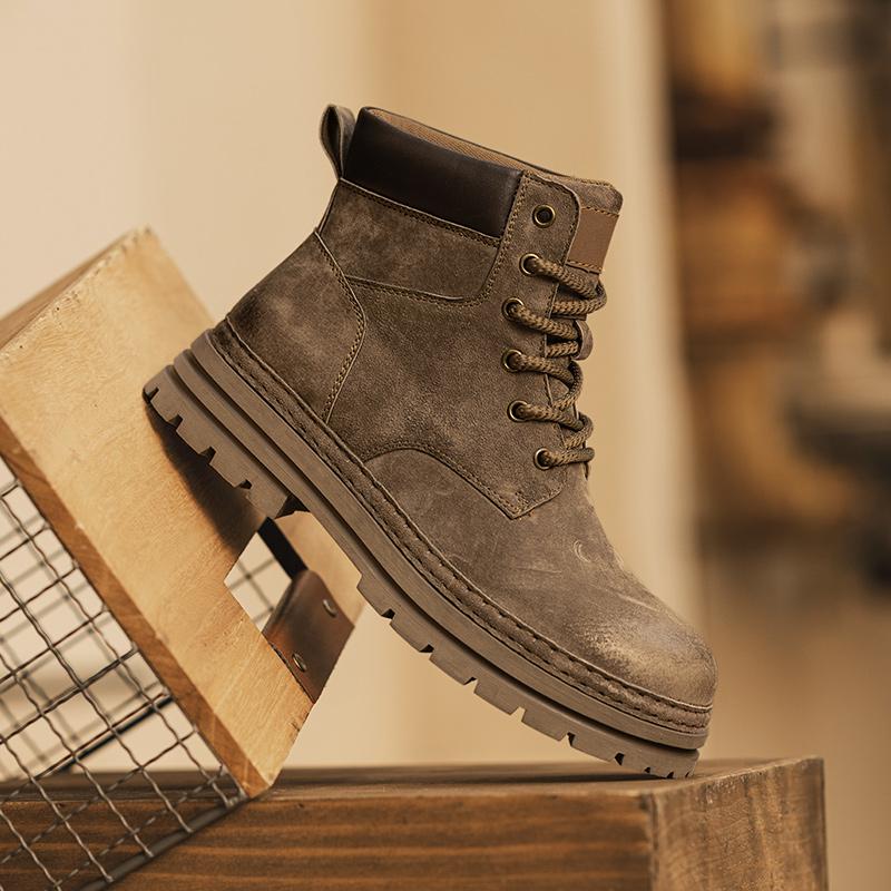 

Мужские ботинки на шнуровке Мужские кожаные ботинки с высоким берцем Зимняя мода Ботинки для ходьбы Уличные кроссовки Всепогодные Нескользящие Ботильоны Мужские 46