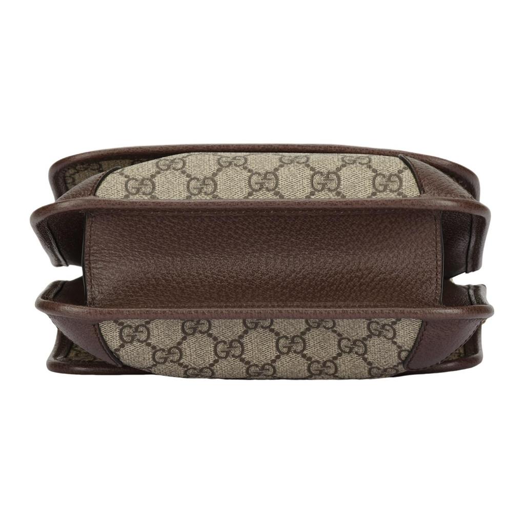 Gucci Gg Supreme Double-Sided Tiger Head Magnetic Buckle Opening And Closing Single Shoulder Canvas Stitching Leather Edging Messenger Bag