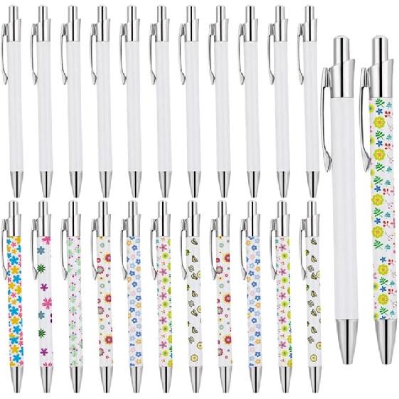 24 Pcs Sublimation Pens Blank Sublimation Coated Pen With Shrink Wrap Heat Transfer Pen Sublimation Ballpoint Pen,Aluminum Customized Clip Pen 24
