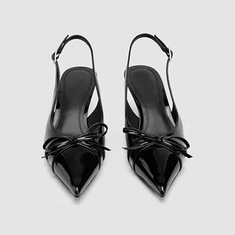 Bow Pointed Toe High Heels Sandals Women Brand Designer Shoes Fashion Slides Sexy Slingback Shoes Elegant Mules Sandals Female