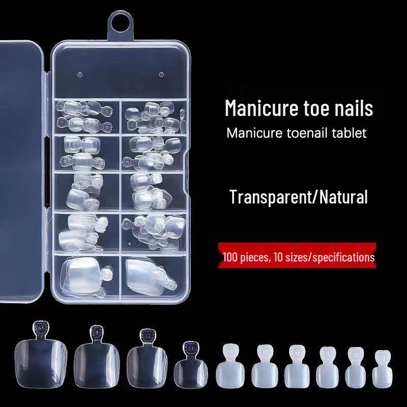 100-Piece Toenail Tips: Transparent & Natural, Full-Cover Fake Nails for Nail Art