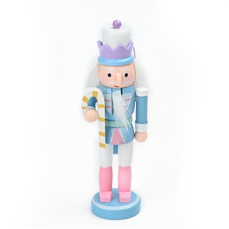 6pcs Festival Wood Soldier Figurines Holiday Nutcrackers Ornament in Soft Color for Creative Party Decoration