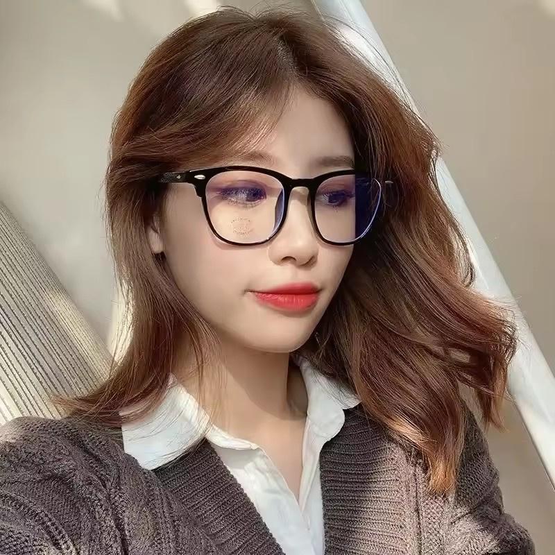 2PCS Unisex Square Plastic Frame Trendy Anti-Blue Light Clear Glasses for Back To School Clothing Accessories.